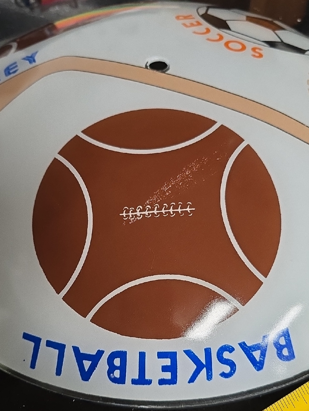 Vintage. 14" Kids Glass Sports Themed Ceiling Light Shade - Picture 2 of 5